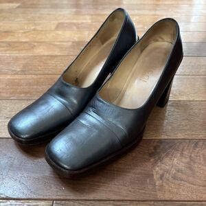 グッチ GUCCI セット シャイニースクエアパンプス 黒 ブラック 靴 6Bサイズ パンプス レザー シューズ ヒール オールドグッチ フォーマル