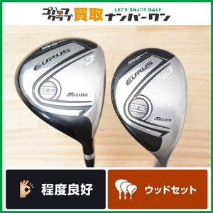 ★売切り★【人気シリーズ】ミズノ MIZUNO EURUS NX ウッドセット 3W/15° U3/21° 2本セット EURUS NX フレックスS ユーラス 3FW 3UT