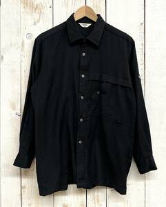 HARDY AMIES ハーディエイミス ＊ウール ツイル 変形ポケット シャツ ＊M size ＊ブラック 黒 ＊日本製 ＊D-OS-1551 ＊紳士 メンズ