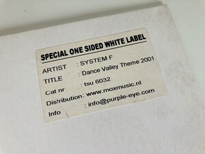 【PROMO盤/WHITE LABEL】SYSTEM F / Dance Valley Theme 2001 ONE SIDE 12inch TSUNAMI HOLLAND tsu6032 Ferry CorstenTRANCE