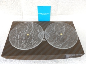 HOYA ガラス 平皿 名月シリーズ とくさ すすき 2枚セット 未使用 箱付 保谷クリスタル