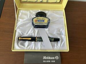 #4796【コレクター必見！】 PELIKAN ペリカン 万年筆 F ペン先K刻印無 グリーン×マーブル 箱・インク付 筆跡未確認 現状保管品