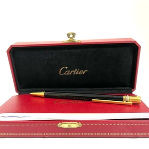１円スタート Cartier カルティエ ボールペン トリニティ ツイスト式 筆記用具 ゴールド