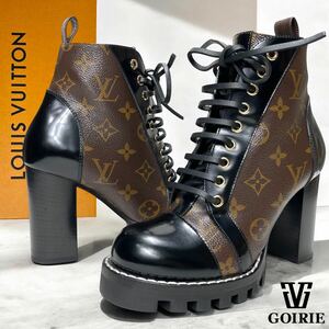 【希少/未使用級】LOUIS VUITTON ルイヴィトン スタートレイルライン アンクルブーツ モノグラム柄 サイズ37 JP23.5㎝相当 イタリア製 茶