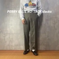 PERRY ELLIS ペリーエリスノータックワイドスラックスパンツ　古着W34