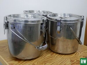 【3個セット】 汁食缶 24ｃｍ 約10L ステンレス SUS316（耐酸性）パッキン付き 給食 運搬 ハンドル付き 日本製 [2]