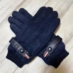 高品質 手袋 グローブ ネイビー メンズ レディース 丈夫 ボタン 韓国 秋冬
