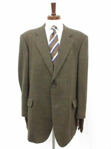 美品【ダックス DAKS】カシミア100％ 肉厚生地 シングル2ボタン 格子柄ジャケット (メンズ) size104BB7 ダークブラウン系 □17MJ9435□