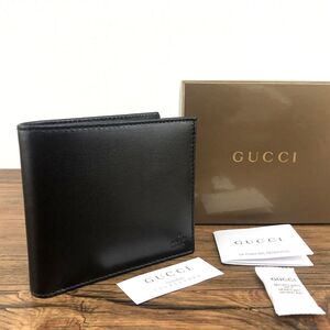 送料込み！ 極美品 GUCCI 二つ折り財布 04843 ブラック 箱付き 46