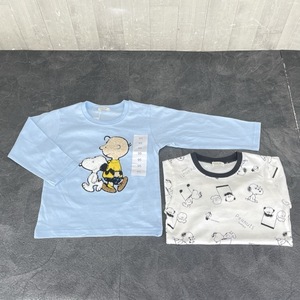 未使用品 スヌーピー キッズ ロングTシャツ 長袖Ｔシャツ 2枚組 サイズ95 白と水色 タキヒヨー PEANUTS 子供服/69480 在★6