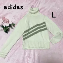 adidas✨️アディダス✨️ タートルネック（L）アイボリー・グリーン ウール