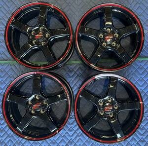 【4191F】RMP RACING 18インチ 7.5J インセット50 P.C.D114.3 ホール5H 中古アルミホイール4本セット レヴォーグ シビックなど