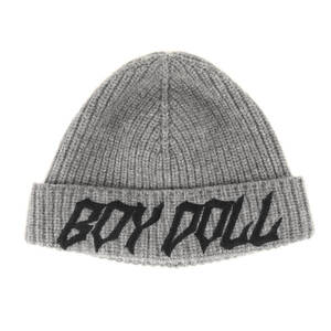 CELINE セリーヌ 近年モデル BOY DOLL ロゴ 刺繍 ウール ビーニー Embroidered Ribbed Wool Beanie ミディアムグレー イタリア製