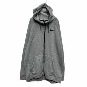 NIKE ジップアップ ロゴスウェット パーカー L グレー ナイキ 裏パイル 古着卸 アメリカ仕入 a607-6192