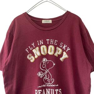 PEANUTS スヌーピーロゴプリント半袖Tシャツ/メンズL g3