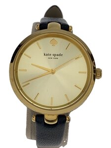 kate spade new york◆クォーツ腕時計/アナログ/レザー/GLD/BLK/0811//