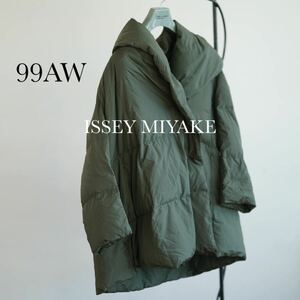 99aw Issey Miyake ユニセックス ダウン コート ジャケット イッセイミヤケ グリーン down ビンテージ アーカイブ イカコート 90s men