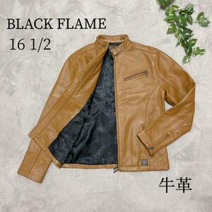 【 BLACK FLAME 】 ブラックフレイム (16 1/2) シングル ライダース レザージャケット 牛革 本革 BFCOW LEATHER JK(213409007)