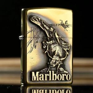 希少品 新品喫煙具 ZIPPO Marlboro ジッポー マルボロ オイルライター 重量感 真鍮 未使用　