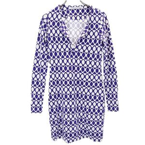 ダイアンフォンファステンバーグ 総柄 長袖 ストレッチ ワンピース パープル系 DIANE VON FURSTENBERG レディース