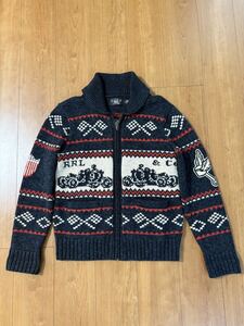 RRL ダブルアールエル Car Motif Cotton Wool Zip Cardigan カーモチーフ コットンウール ジップカーディガン ニット