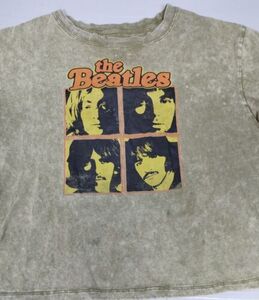 The Beatles acid wash cropped T-shirt size medium short sleeve 海外 即決