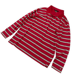 NIKE TIGER WOODS COLLECTION ナイキ タイガーウッズコレクション 長袖 ボーダー ポロシャツ XL 赤 メンズ ゴルフウェア 23-1115