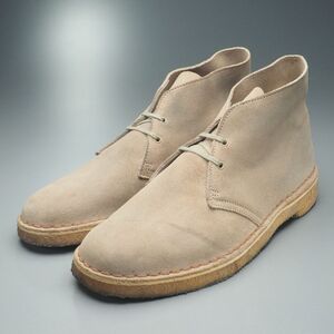 W2809//イングランド製*クラークス/Clarks*メンズGB8.5/デザートブーツ/チャッカブーツ/プレーントゥ/ショートブーツ/革靴/ベージュ系