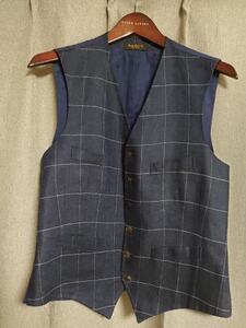 RRL ITALY製 VEST リネン ベスト デニム イタリア製 ジャケット レザーバッグ コート ブーツ ジレ ポロラルフローレン ダブルアールエル