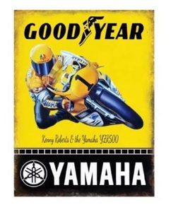 1978 ケニーロバーツ＋YAMAHA YZR500 OW35K 金属パネル BIGサイズ 40×30㎝