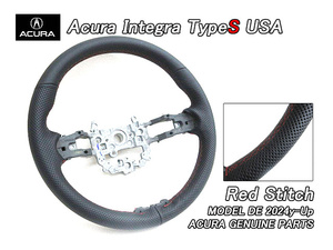 インテグラDE4DE5【ACURA】アキュラINTEGRAタイプS純正USステアリングホイール(赤ステッチ)/USDM北米仕様TypeSハンドルUSA縫い目レッド色