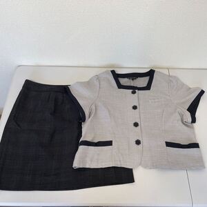 23・25号 中古 オーバーブラウス スカート 2点セット 事務服 OL 会社制服 受付/en joie/Hinack/86415/HCS8110/おしゃれ/大きいサイズ 