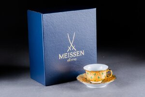 【華】某有名収集家買取品 時代物 MEISSEN コーヒーカップ 共箱 古美術 骨董品A240100055-PIQ