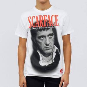 限定コラボ 【2XL】 Reason ギャング映画 Scarface スカーフェイス ポートレートTシャツ 白 トニーモンタナ アルパチーノ USA正規品 