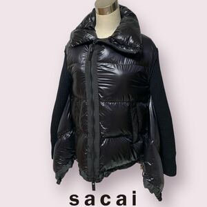 sacai サカイ ダウンライク ニット切替 パファージャケット サイズ4 レディース