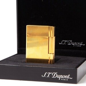 ★美品★S.T.Dupont デュポン ローラー ガスライターゴールドカラー 金色 タバコ サロメライン 箱付き　