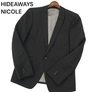 HIDEAWAYS NICOLE ハイダウェイ ニコル 通年 総裏 ウール★ 1B テーラード ジャケット Sz.46　メンズ 黒　A4T01327_2#O