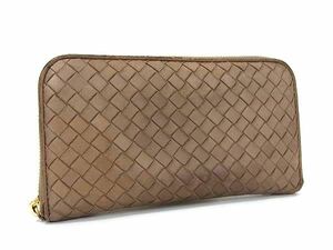 BOTTEGA VENETA ボッテガヴェネタ イントレチャート レザー ラウンドファスナー 長財布 ウォレット ブラウン系 DG4004