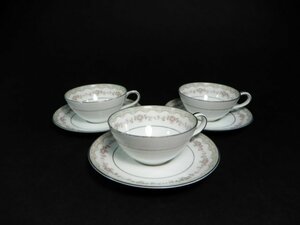 NORITAKE　CHINA　ノリタケ　チャイナ　カップ&ソーサー　3客セット　花柄　紅茶　J-180