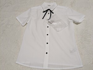 15号　リボンタイ付き　半袖　ブラウス　シャツ　白　ホワイト　制服　事務服　OL 大きいサイズ　ALPHA PIER 新品　タグ付き　