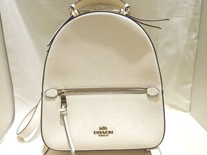 美品 COACH コーチ F76622 レディース リュック ☆ アイボリー系 × ベージュ系 シグネチャー バッグ バックパック 2WAY PVC ▼6K7A