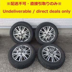 tyom6730-1 137【配送不可】中古タイヤ4本 YOKOHAMA ヨコハマ ice GUARD iG30アイスカード スタッドレス155/65 R13 Fangホイール付