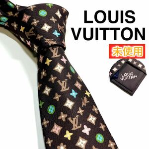 超希少未使用LOUIS VUITTON　ネクタイ　モノグラム　クラギー　レア　カラフル　ドッグ　犬　ナロータイ