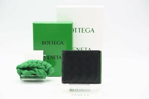 ☆安心の３大保証☆ Bランク ≪BOTTEGA VENETA ボッテガ ヴェネタ/二つ折り財布≫ 605722 イントレチャート コインパース付き 黒 緑 送料込