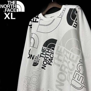 1円～!売切!【正規新品】THE NORTH FACE◆GRAPHIC INJECTION CREW プルオーバー トレーナー US限定 レア グラフィック(XL)白 181130-28