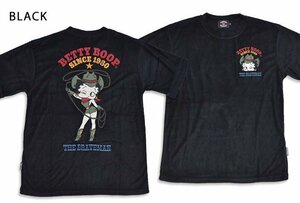 BR×BETTYコラボ パイル半袖Tシャツ◆The BRAVE-MAN ブラックMサイズ BBB-2319 ブレイブマン ベティーちゃん 刺繍 バイカー