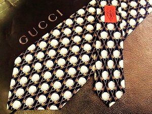 ★並品★4R01723【GUCCI】グッチ「ゴルフクラブ ボール 柄」ネクタイ