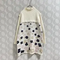 JE CROIS SOI♡ハイネック ドッキングニット 花柄 M〜L