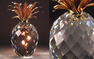 ∇花∇【スワロフスキー/SWAROVSKI】 2008年 フルカット・クリスタルオブジェ「パイナップル」 高さ24cmの特大サイズ 廃盤につき入手困難