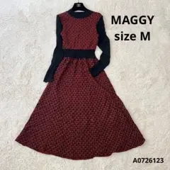 MAGGY ニットウエストリブ切り替えロング丈ワンピース　sizeM